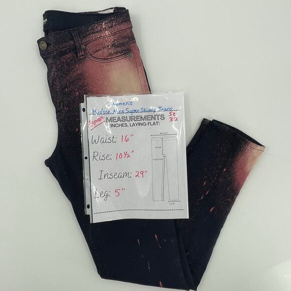 Hudson Women's Nico Super Skinny Midrise Jeans, Sz. 32 Artsy Cosmo Tie Dye Edgy - Picture 16 of 16